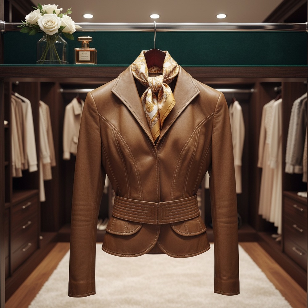Valentino Brown Leather Blazer - Picture 1 of 11
